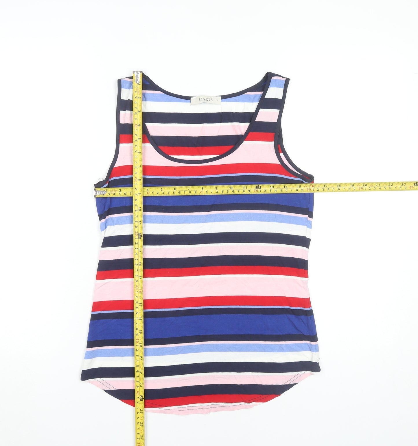 Oasis Womens Multicoloured Striped Tank Top S Scoop Neck
