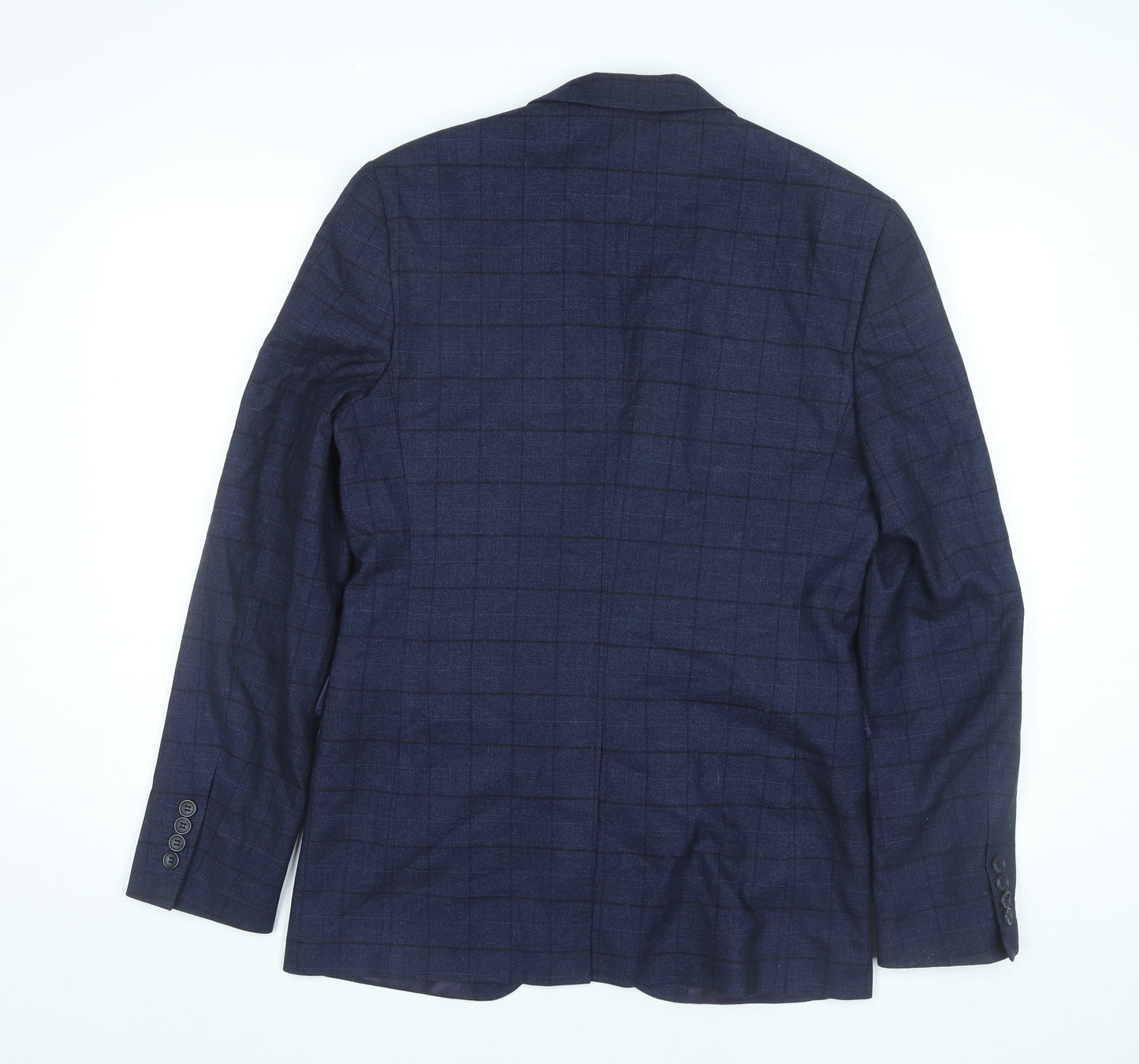 Primark Men’s Blue Checked Slim Fit Blazer Jacket 38L Notch Lapel