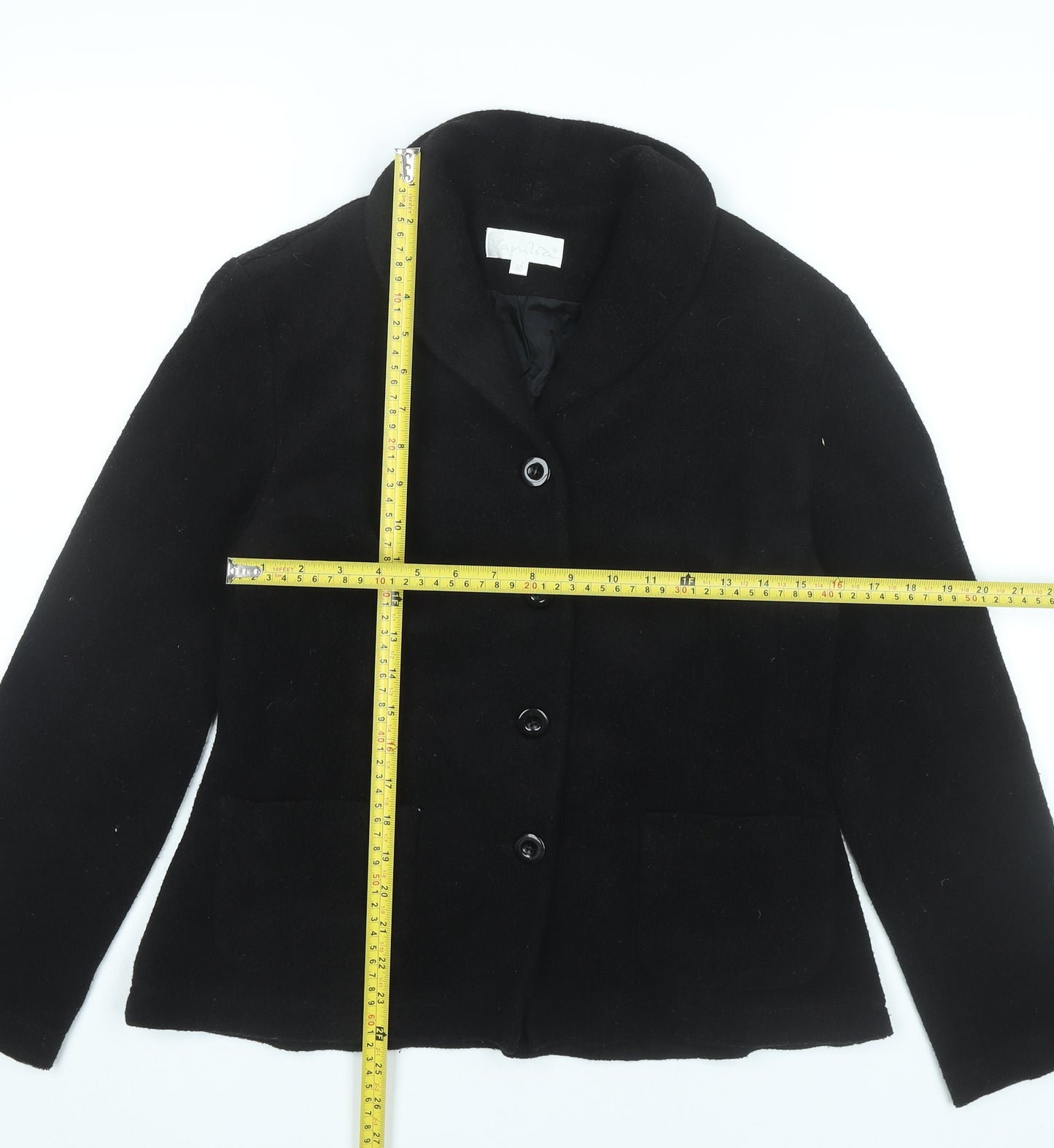 Vanilia Women’s Black Wool Blend Blazer Jacket Size 12