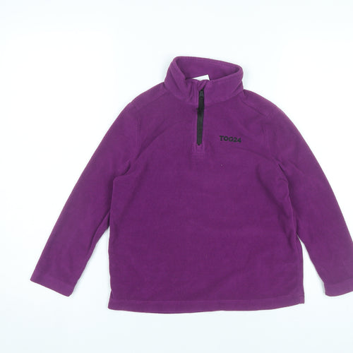 TOG24 Girls Purple Fleece Sweatshirt 7-8Y 1/4 Zip Mock Neck