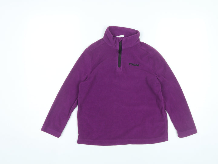 TOG24 Girls Purple Fleece Sweatshirt 7-8Y 1/4 Zip Mock Neck