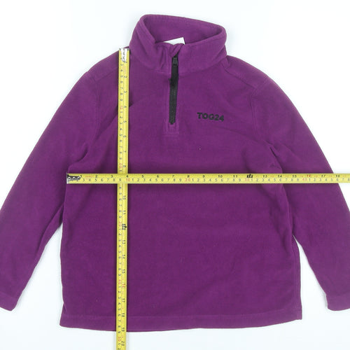 TOG24 Girls Purple Fleece Sweatshirt 7-8Y 1/4 Zip Mock Neck