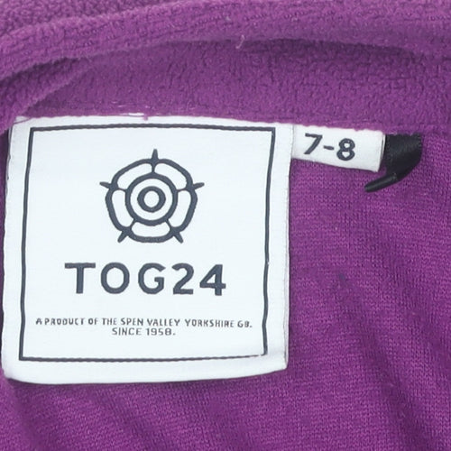 TOG24 Girls Purple Fleece Sweatshirt 7-8Y 1/4 Zip Mock Neck