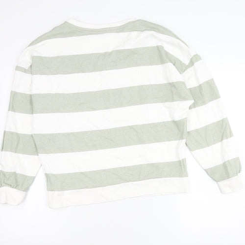 U.S. Polo Assn. Womens Green White Striped V-Neck Sweatshirt Size 10