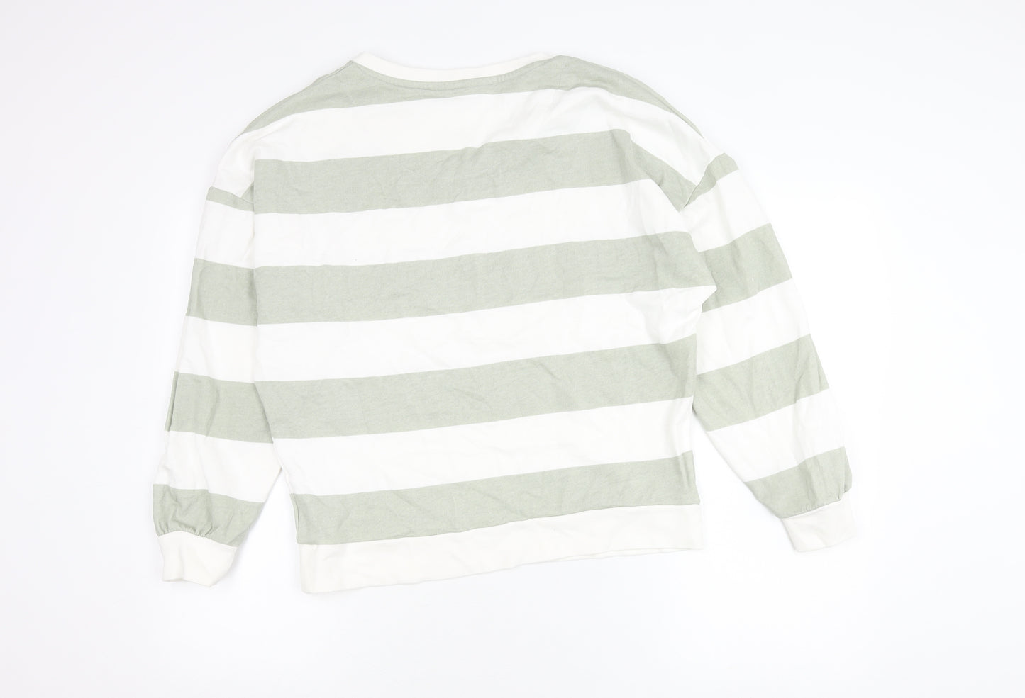 U.S. Polo Assn. Womens Green White Striped V-Neck Sweatshirt Size 10