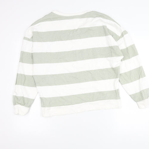 U.S. Polo Assn. Womens Green White Striped V-Neck Sweatshirt Size 10