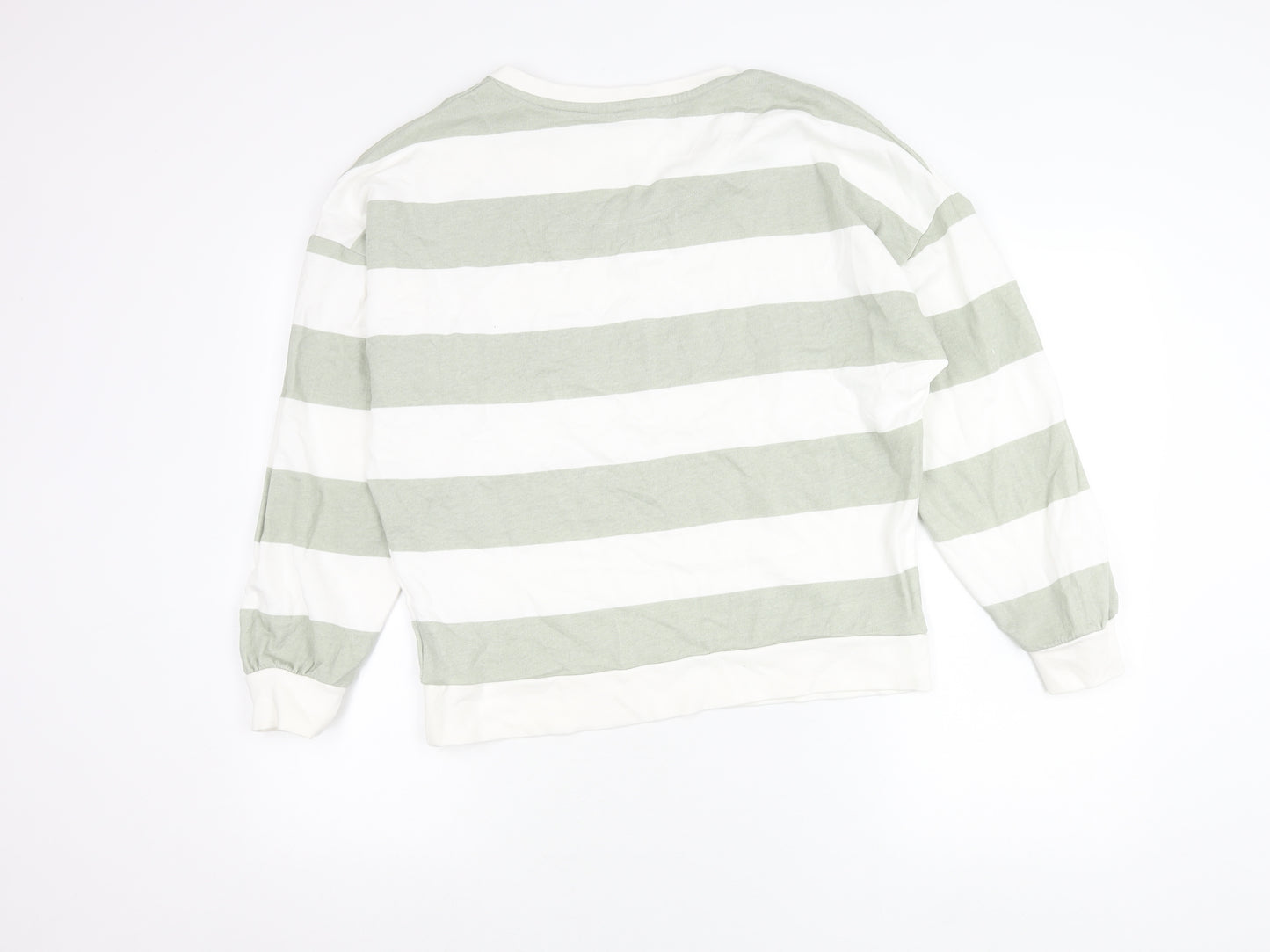 U.S. Polo Assn. Womens Green White Striped V-Neck Sweatshirt Size 10