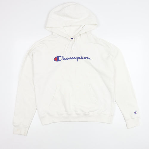 Champion Womens White Pullover Hoodie Small Logo Sports Casual