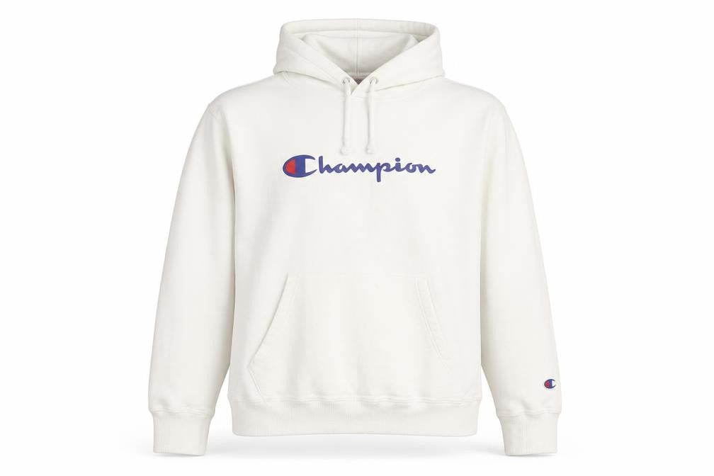 Champion Womens White Pullover Hoodie Small Logo Sports Casual