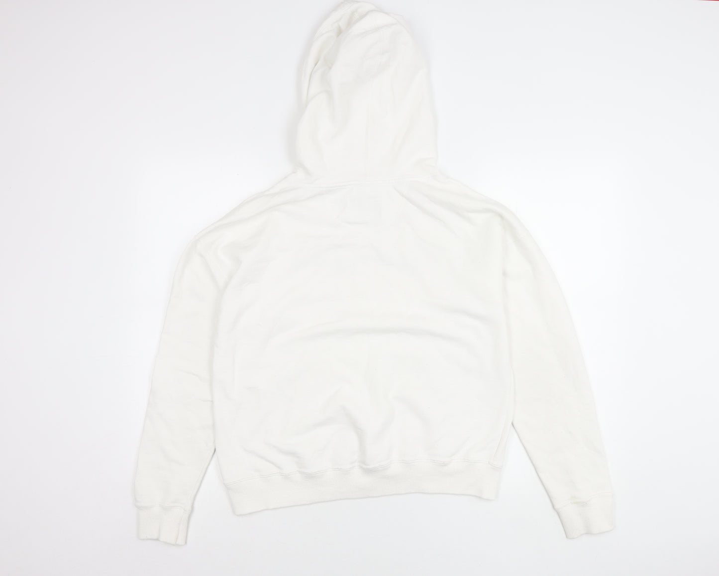 Champion Womens White Pullover Hoodie Small Logo Sports Casual