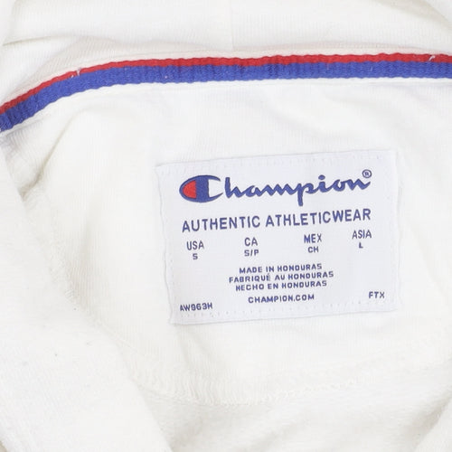 Champion Womens White Pullover Hoodie Small Logo Sports Casual