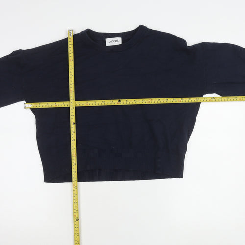 Monki Womens Blue Crew Neck Puff Sleeve Pullover Jumper Size 12