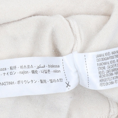 Zara Women’s Beige Cardigan L Long Sleeve Crew Neck Knit