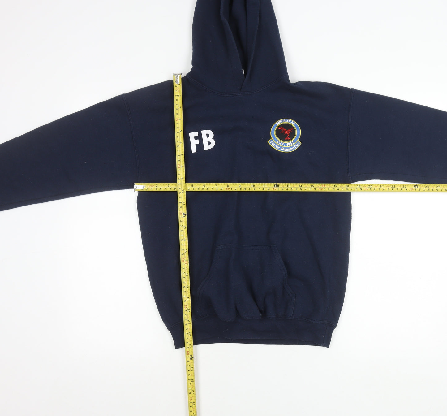 Gildan Boys XL Blue Pullover Hoodie Timperley FC Football Sportswear
