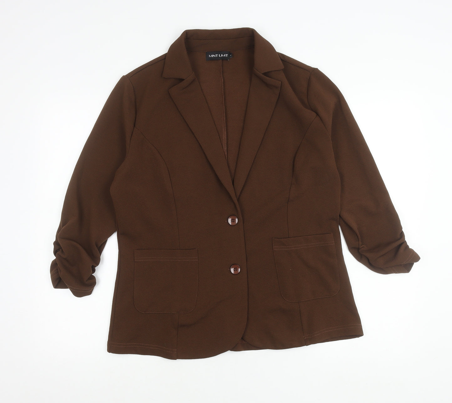 Mint Limit Women Brown Blazer Jacket Size L Polyester Two Button