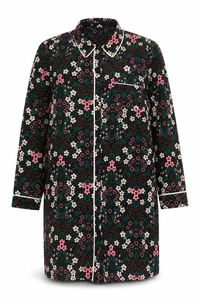 Dorothy Perkins Women’s Black Floral Shirt Dress UK18 Long Sleeve