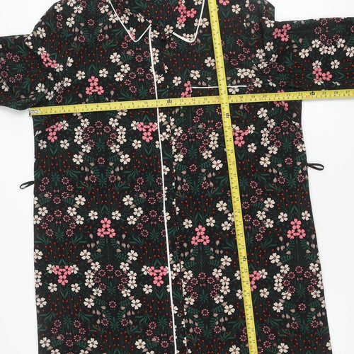 Dorothy Perkins Women’s Black Floral Shirt Dress UK18 Long Sleeve