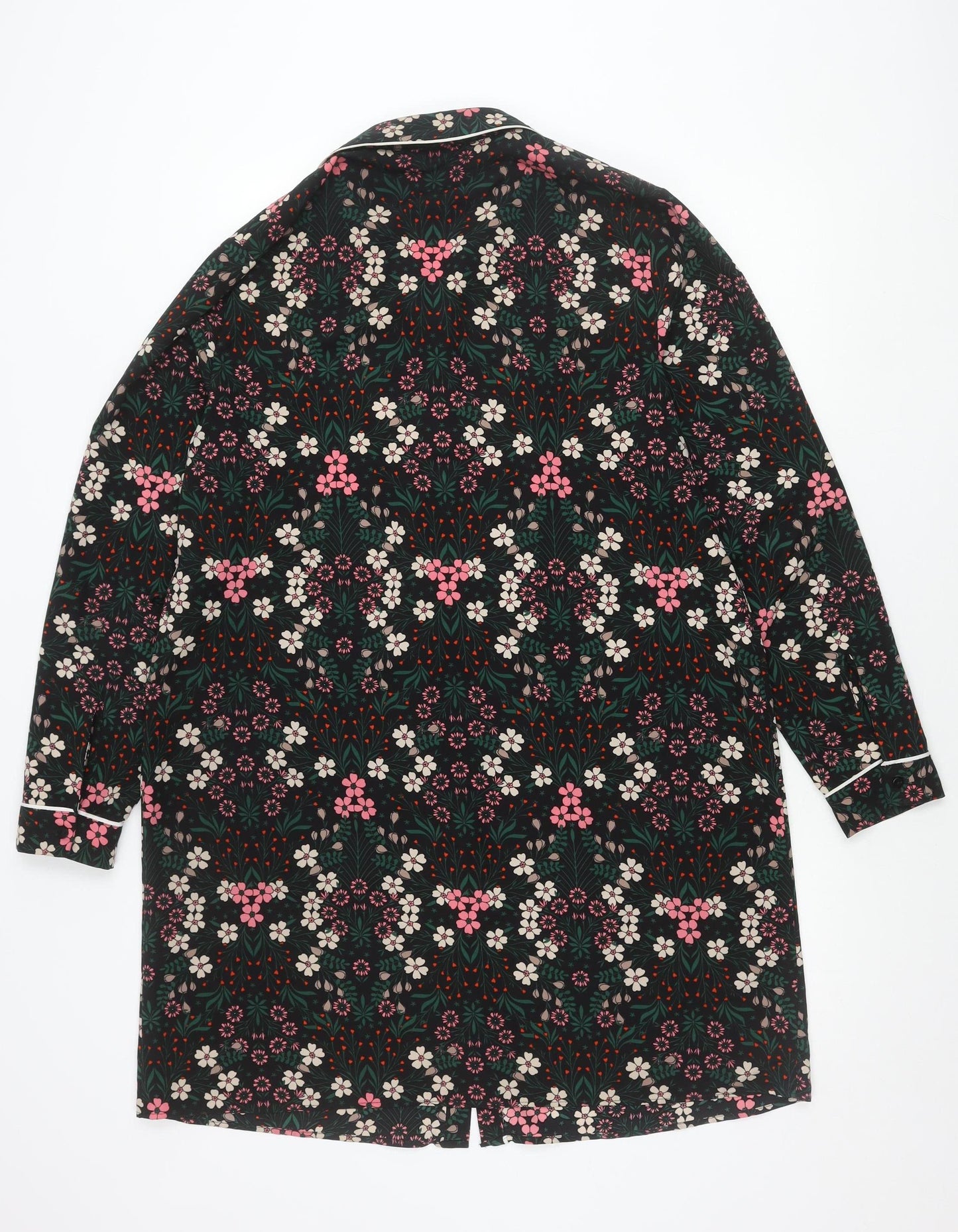 Dorothy Perkins Women’s Black Floral Shirt Dress UK18 Long Sleeve