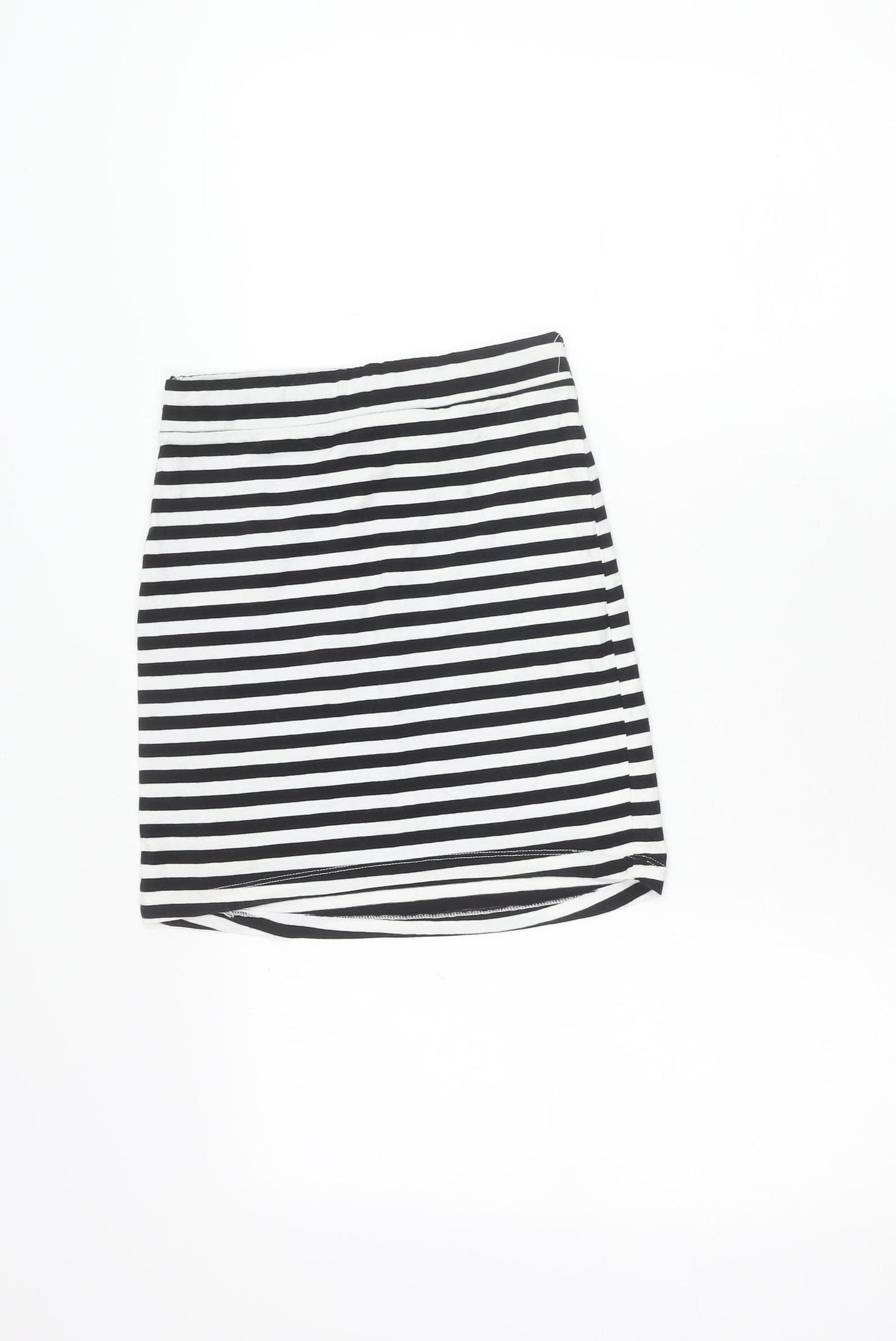 H&M Divided Womens Black White Striped Short Pencil Skirt S