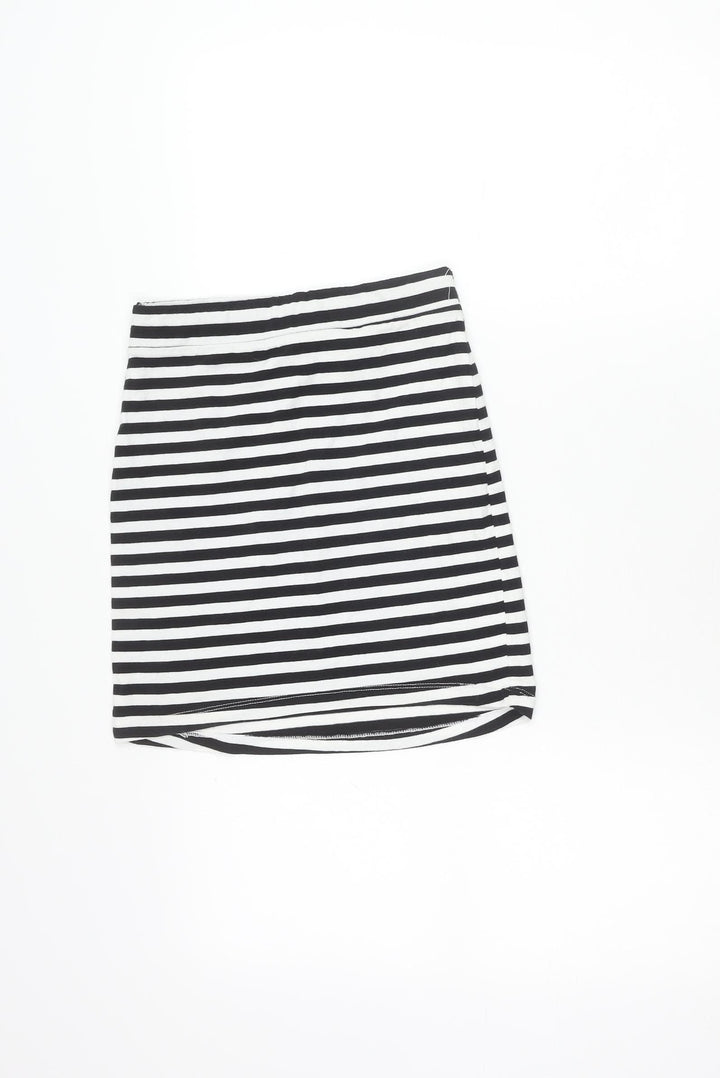 H&M Divided Womens Black White Striped Short Pencil Skirt S