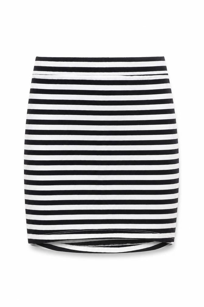 H&M Divided Womens Black White Striped Short Pencil Skirt S