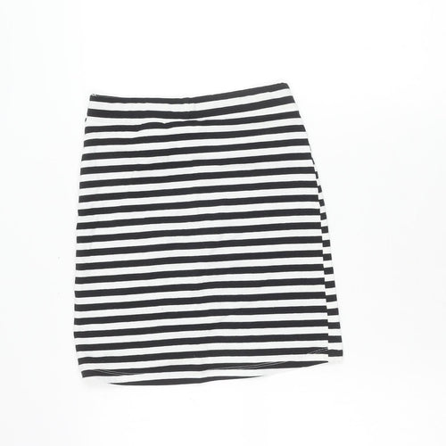 H&M Divided Womens Black White Striped Short Pencil Skirt S
