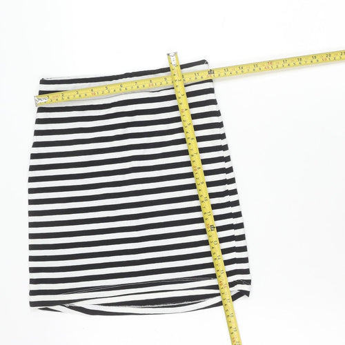 H&M Divided Womens Black White Striped Short Pencil Skirt S