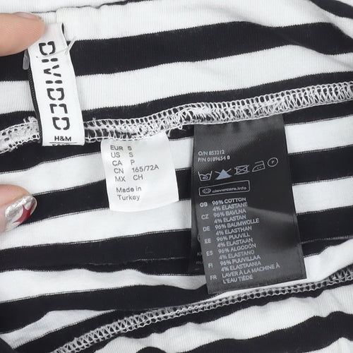 H&M Divided Womens Black White Striped Short Pencil Skirt S