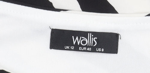 Wallis Womens Zebra Print Sheath Dress UK 12 Knee Length 3/4 Sleeve