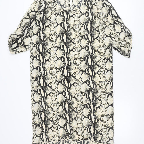 Dancing Leopard Women’s Black Beige Animal Print Shift Dress S