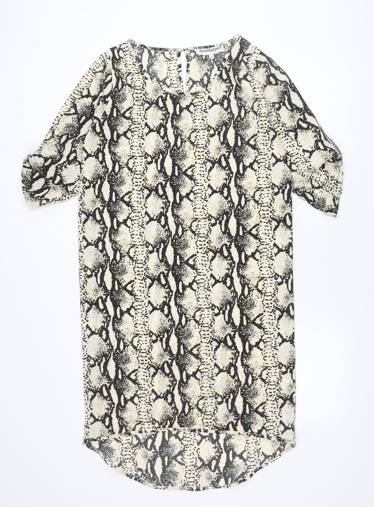 Dancing Leopard Women’s Black Beige Animal Print Shift Dress S