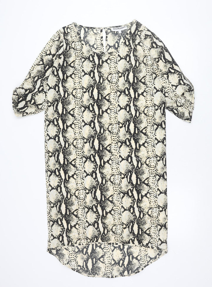 Dancing Leopard Women’s Black Beige Animal Print Shift Dress S