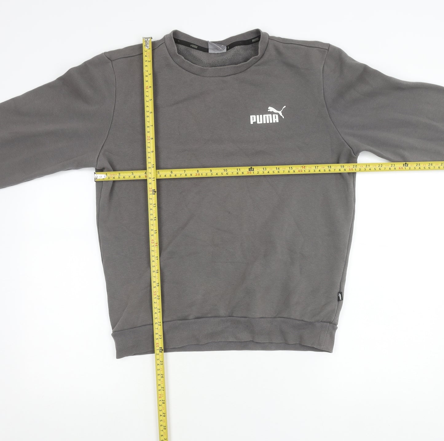 Puma Men’s Grey Small Sweatshirt Pullover Crew Neck Logo