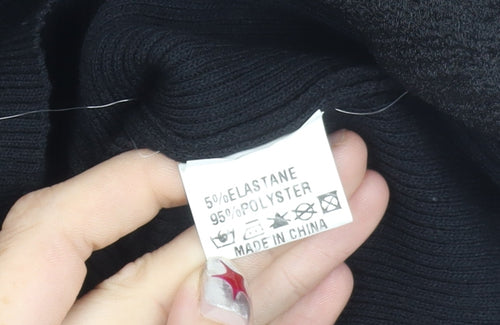 Cherry Koko Womens Black Puff Sleeve Blouse Size S Round Neck