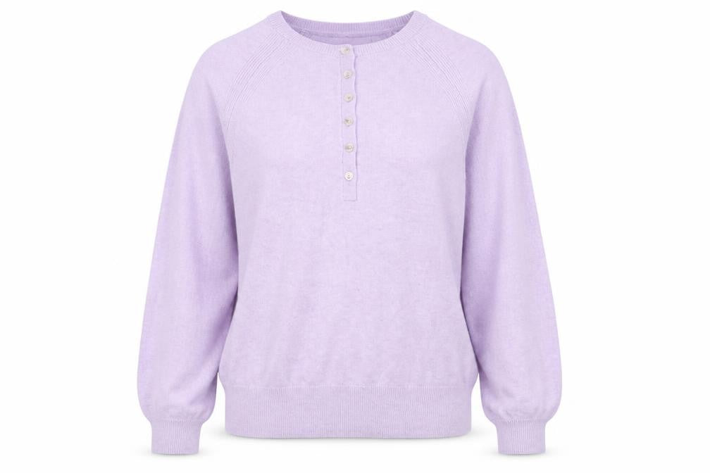 Marks and Spencer Womens Purple Henley Jumper M Long Sleeve Knit