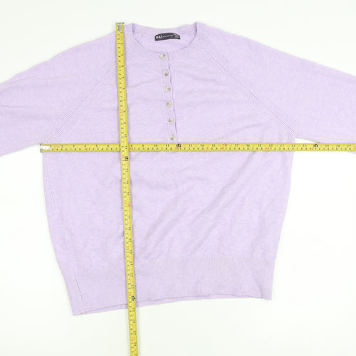 Marks and Spencer Womens Purple Henley Jumper M Long Sleeve Knit
