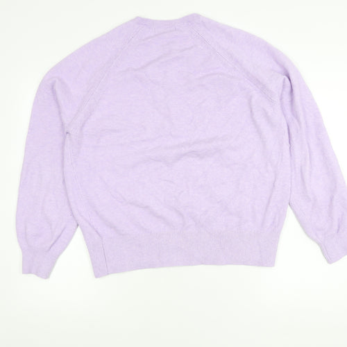 Marks and Spencer Womens Purple Henley Jumper M Long Sleeve Knit