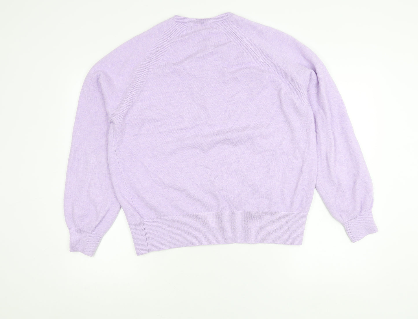 Marks and Spencer Womens Purple Henley Jumper M Long Sleeve Knit