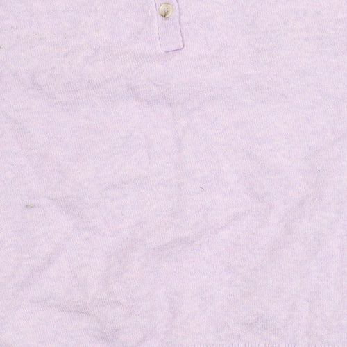 Marks and Spencer Womens Purple Henley Jumper M Long Sleeve Knit
