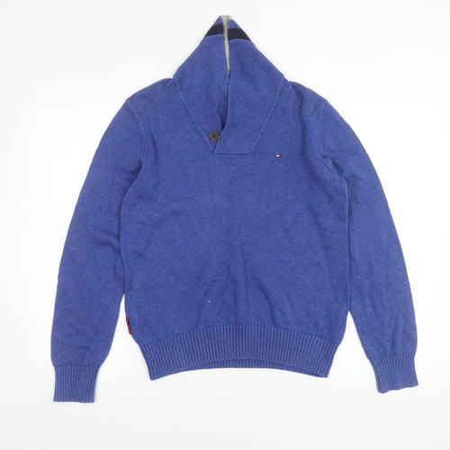 Tommy Hilfiger Men’s Blue Cotton Pullover Jumper S Long Sleeve