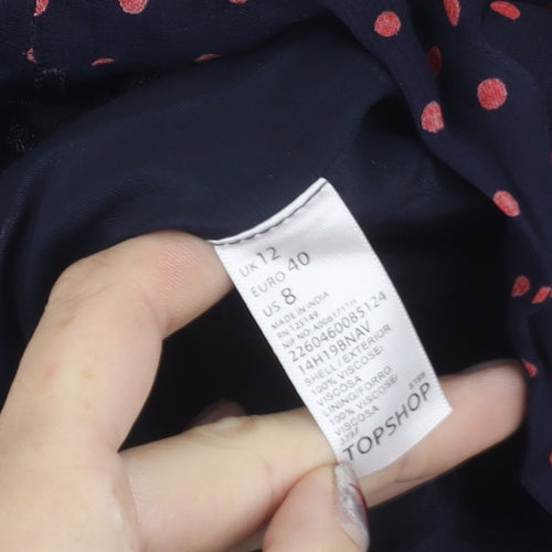 Topshop Womens Navy Blue Polka Dot Culotte Shorts Size 12