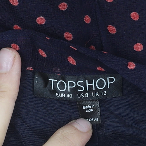 Topshop Womens Navy Blue Polka Dot Culotte Shorts Size 12