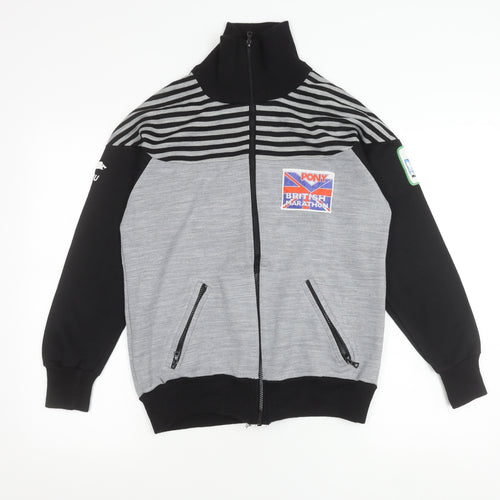 Karhu Unisex Grey Black Marathon Logo Track Jacket M Retro
