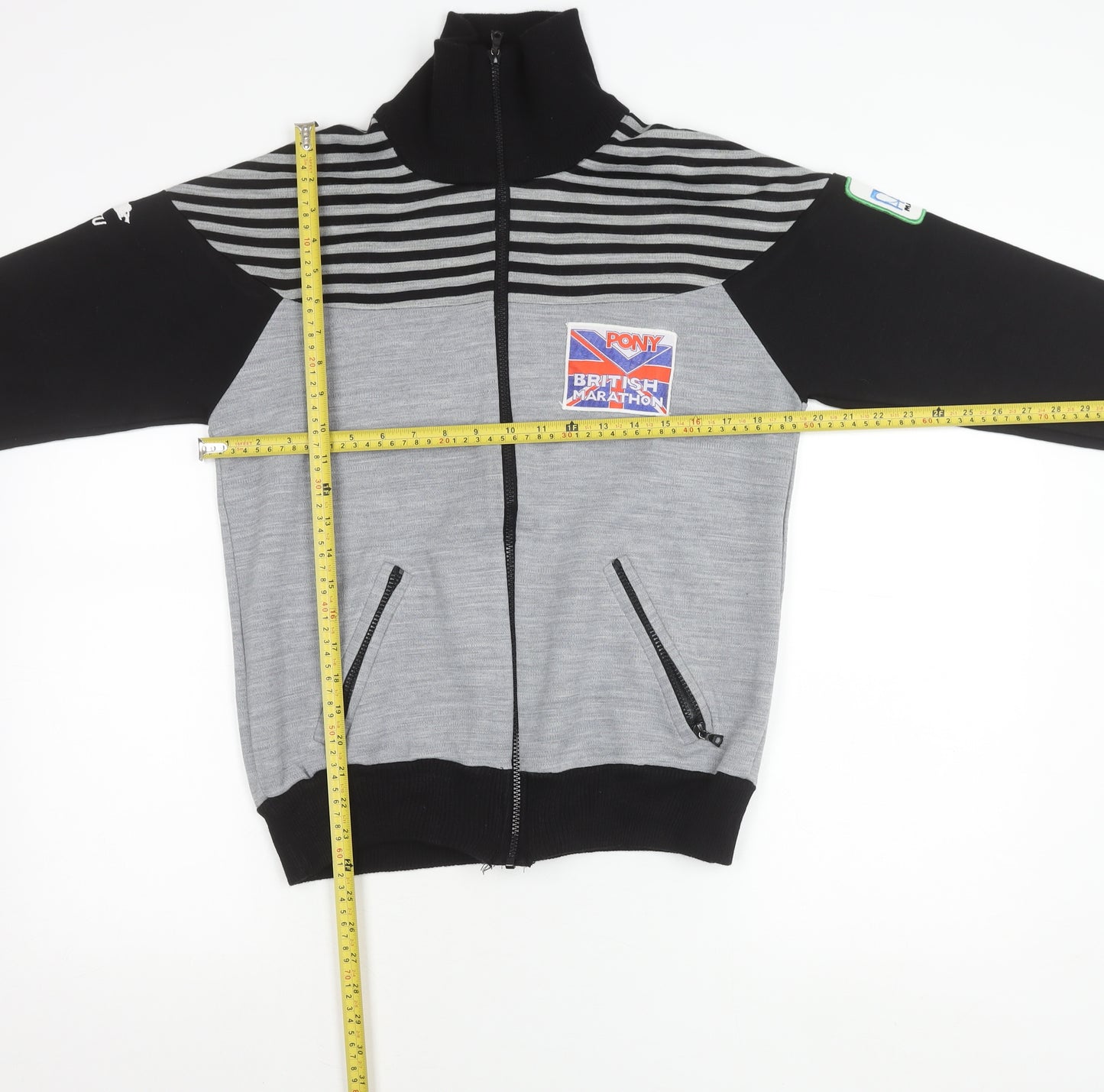 Karhu Unisex Grey Black Marathon Logo Track Jacket M Retro