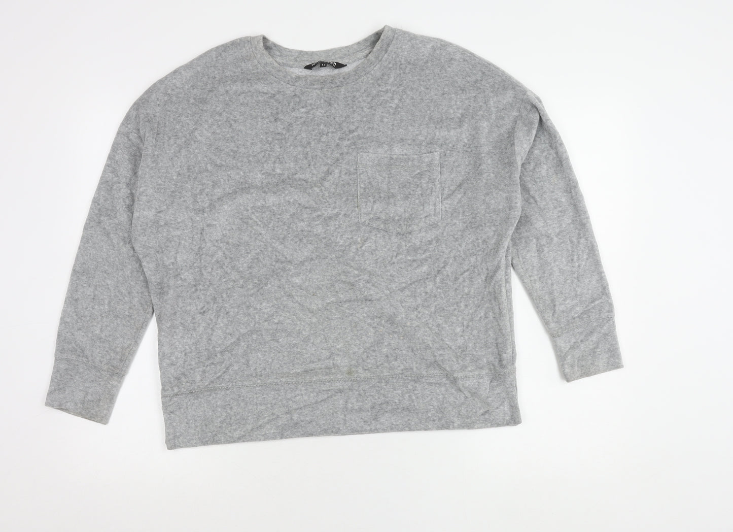 Debenhams Women’s Grey Cotton Blend Crew Neck Pullover Jumper Size 12