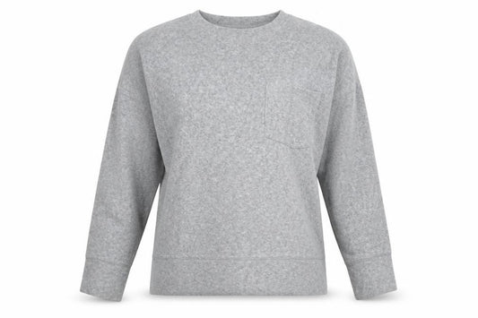 Front view of Debenhams Women’s Grey Cotton Blend Crew Neck jumper, size UK 12