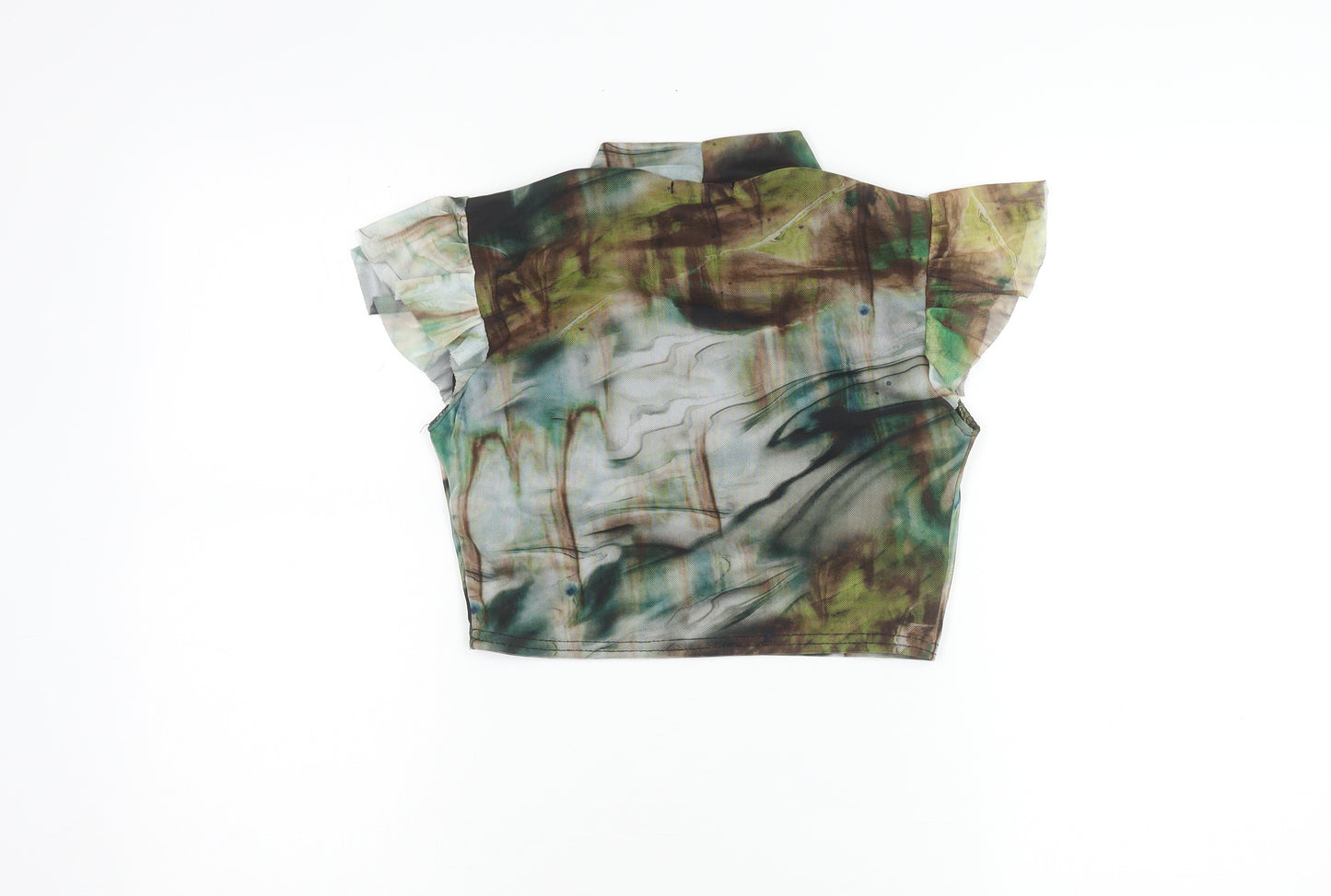 PrettyLittleThing Womens Multicoloured Mesh Cropped Blouse UK 10