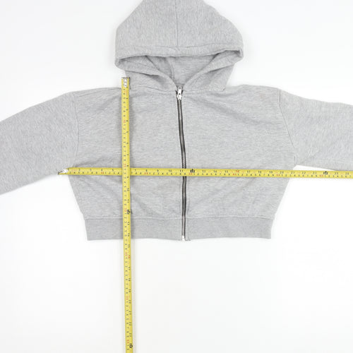 PrettyLittleThing Women’s Grey Cropped Hooded Zip Jacket Size L