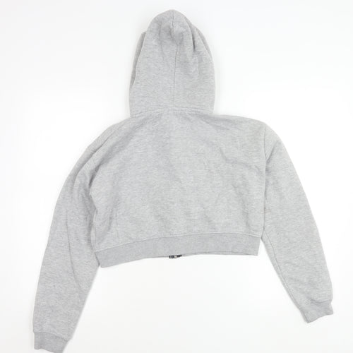 PrettyLittleThing Women’s Grey Cropped Hooded Zip Jacket Size L