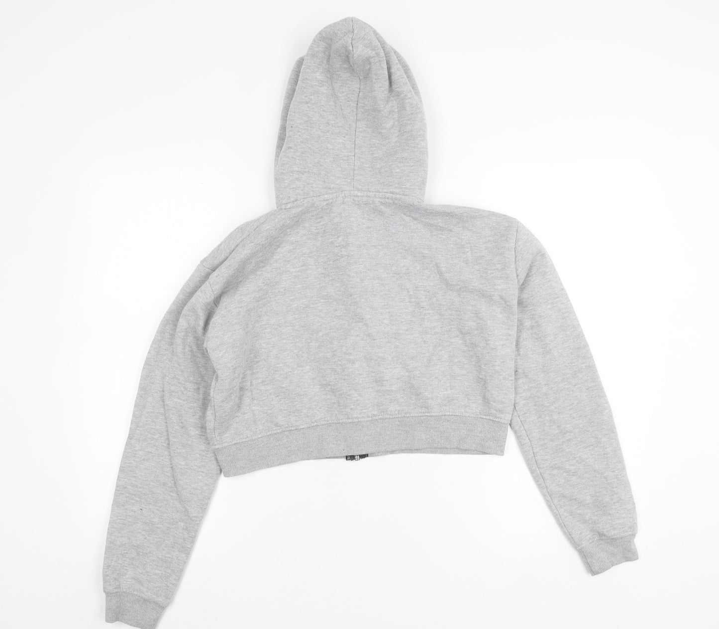 PrettyLittleThing Women’s Grey Cropped Hooded Zip Jacket Size L